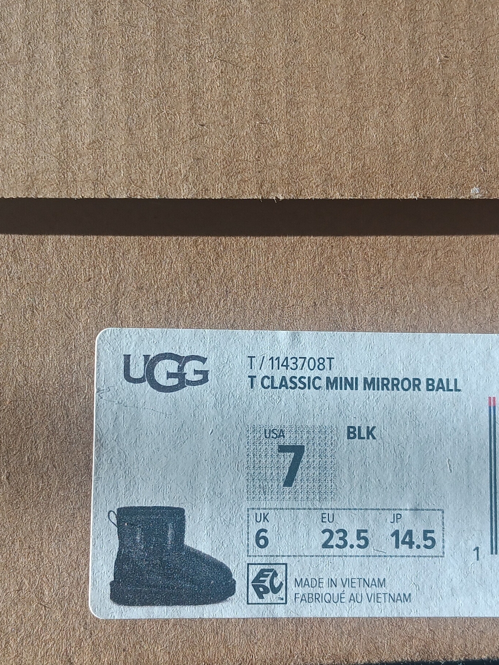 UGG T Classic Mini Mirror Ball Boot - Black (Size 7)